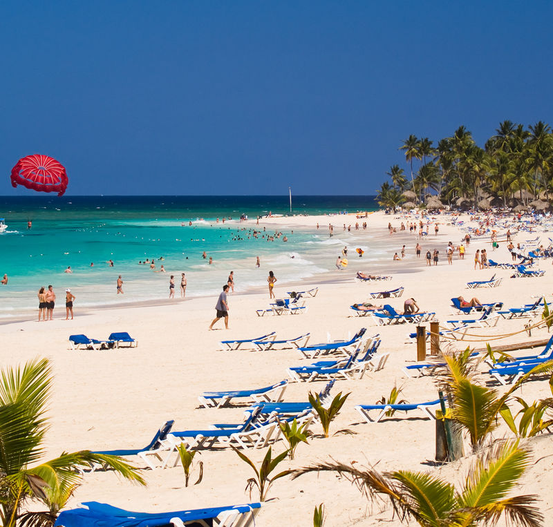 Busy beach in Punta Cana