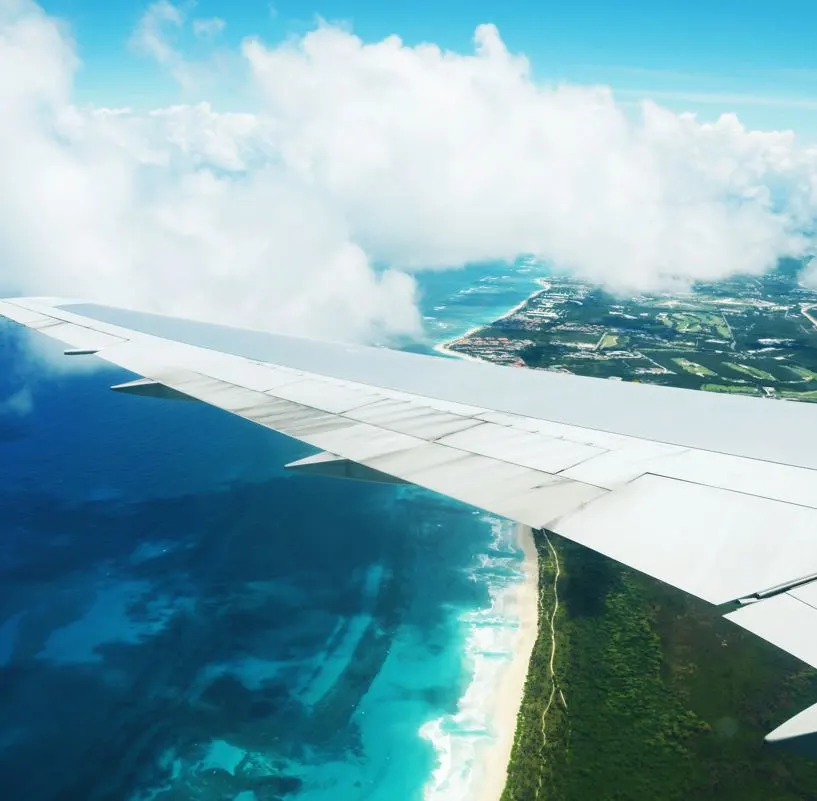 Plane flying over Punta Cana 