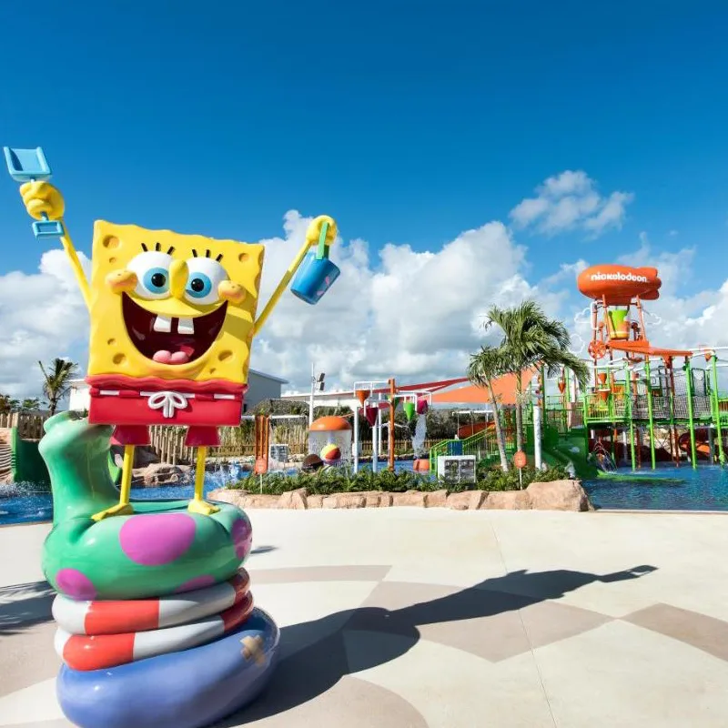 SpongeBob characters and water park in Punta Cana