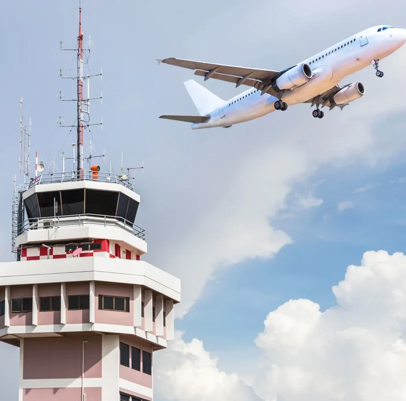Air Traffic Control Tower With Plane 