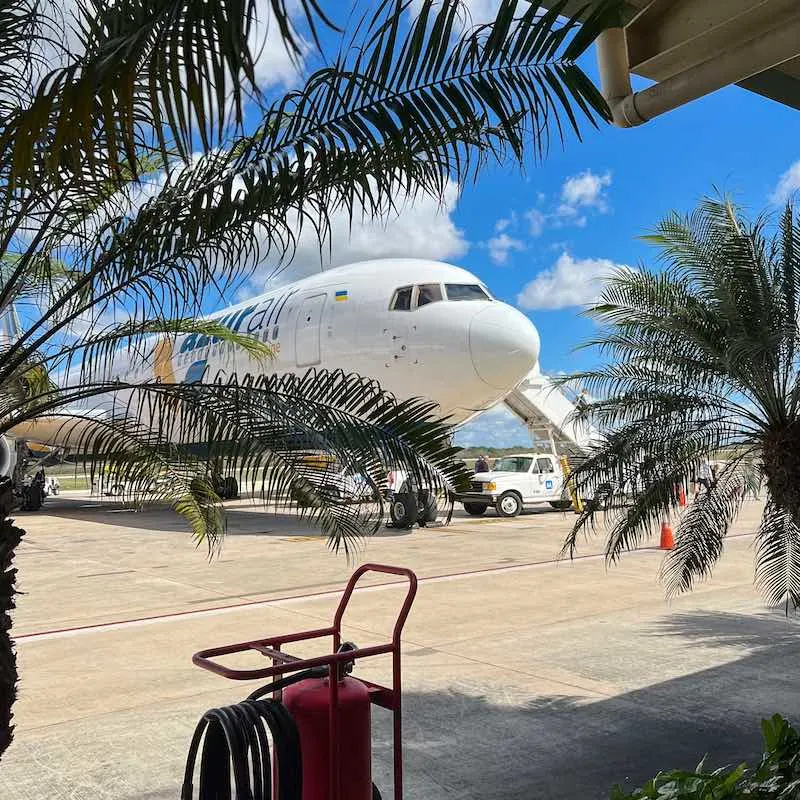 An airplane on the tarmac in Punta Cana