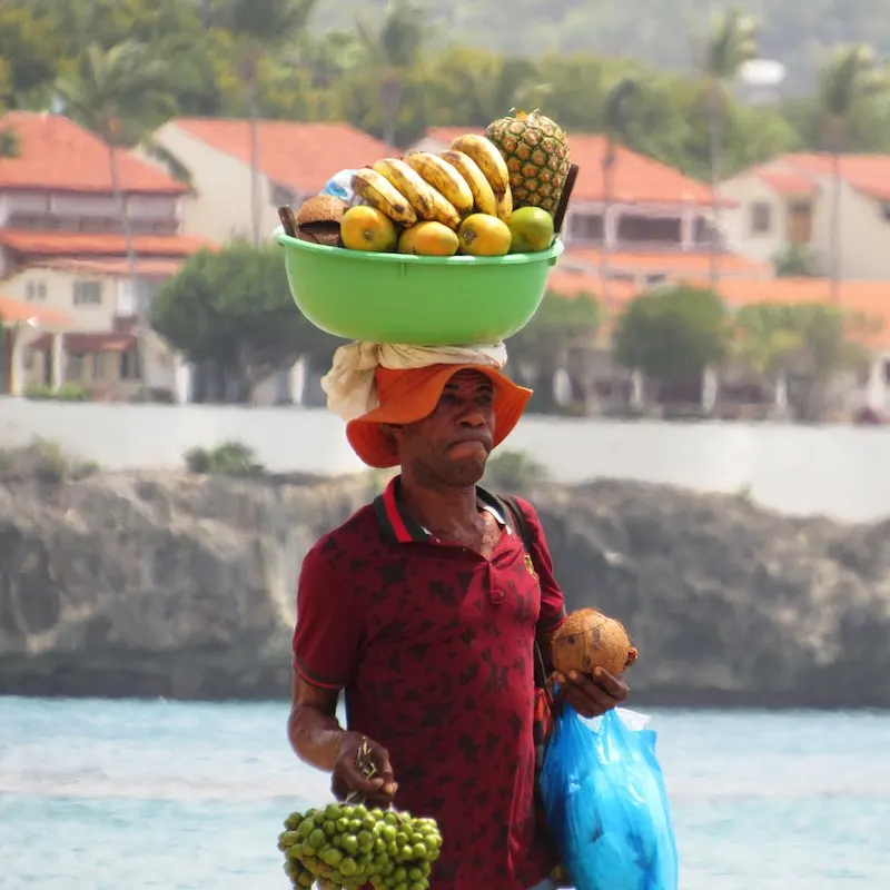Local vendor offering food in Sosua beach