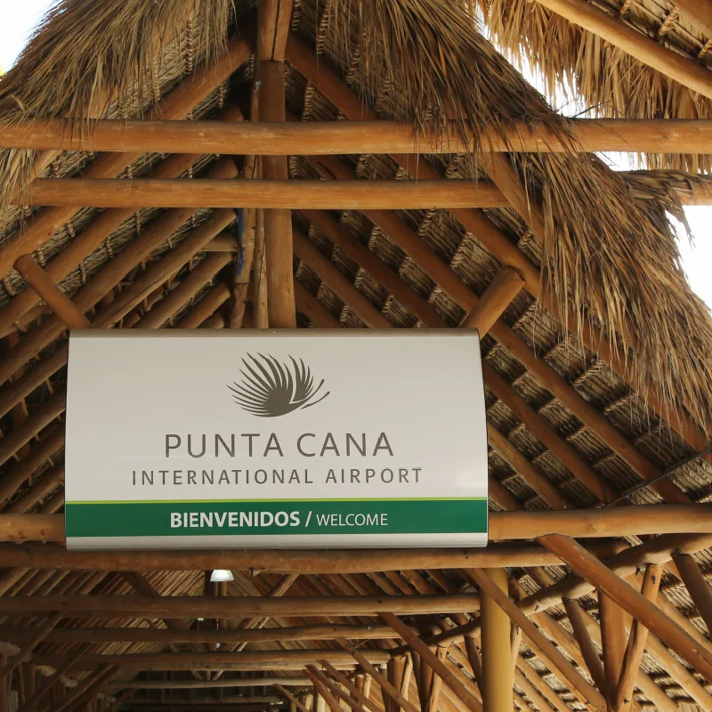 Punta Cana airport sign welcoming passengers