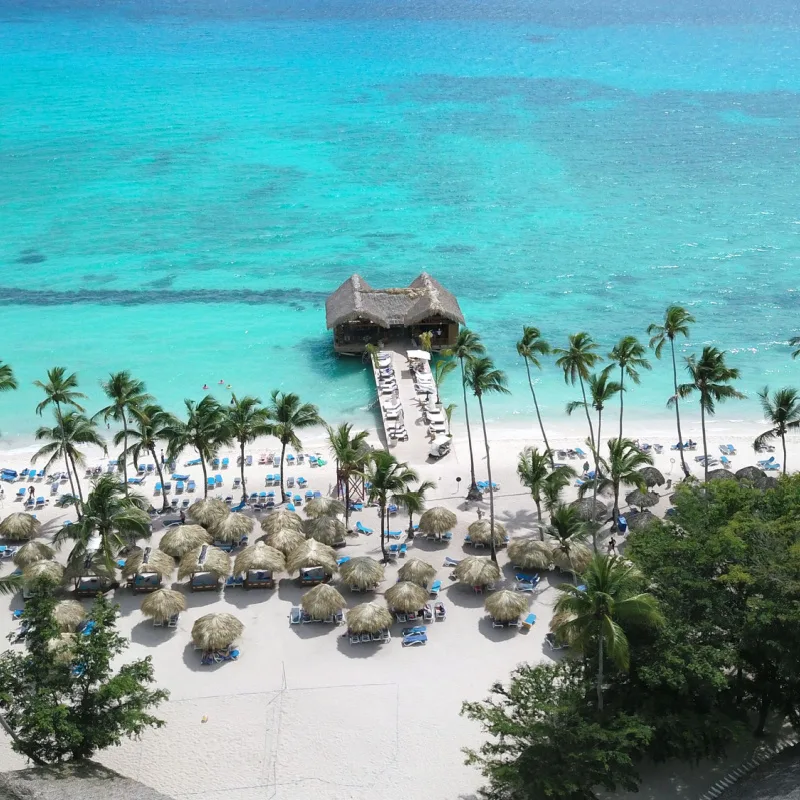 La Romana aerial with bright blue waters