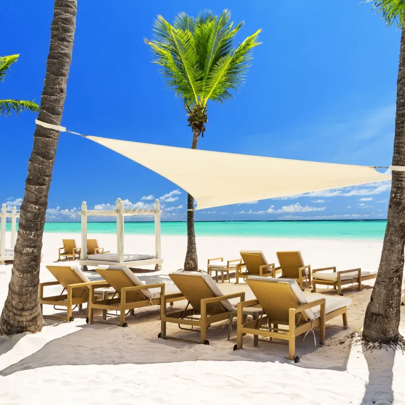 Punta Cana beach seating area with sea in background 