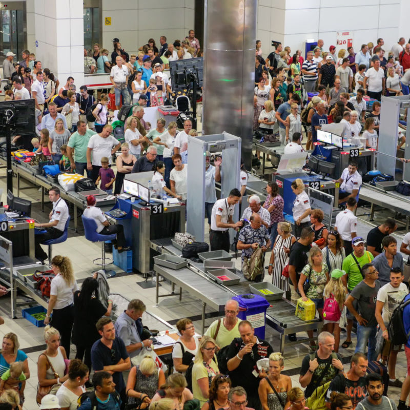 Busy lines at airport security 