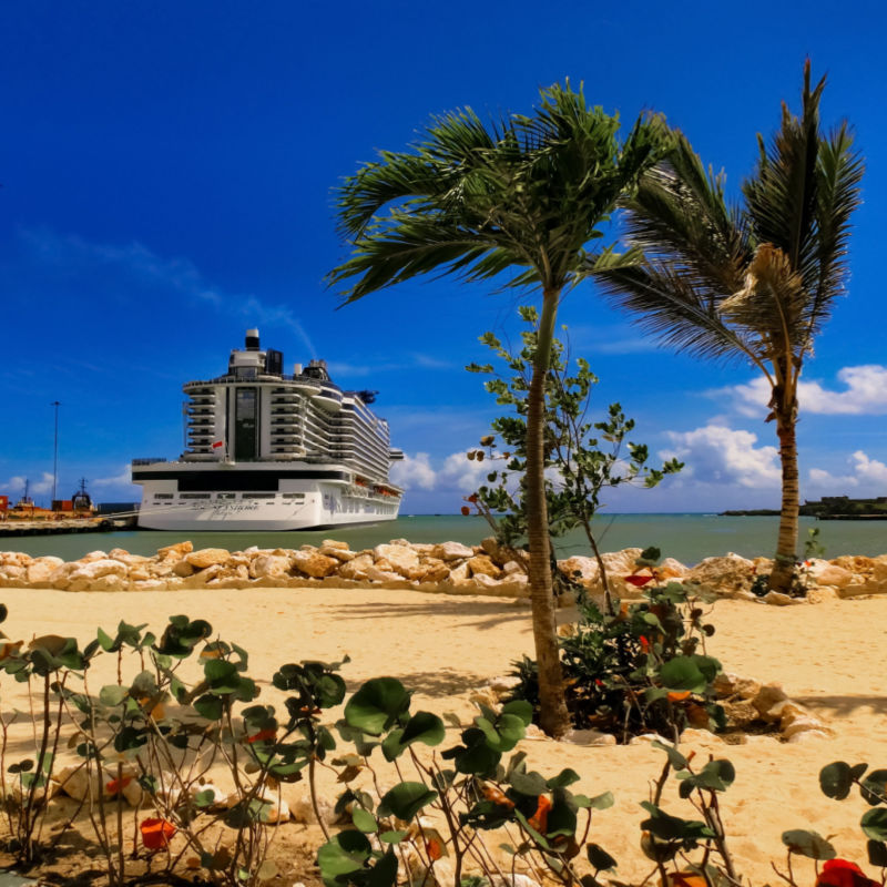 Puerto Plata cruise ship port with massive cruise liner
