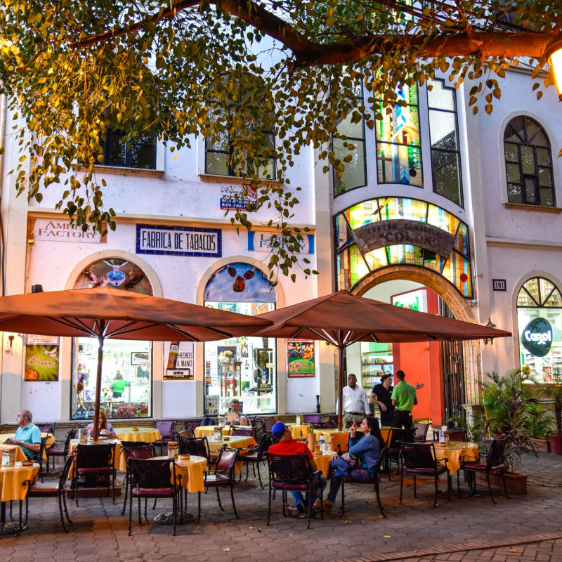 Santo Domingo's bustling old town with restaurants
