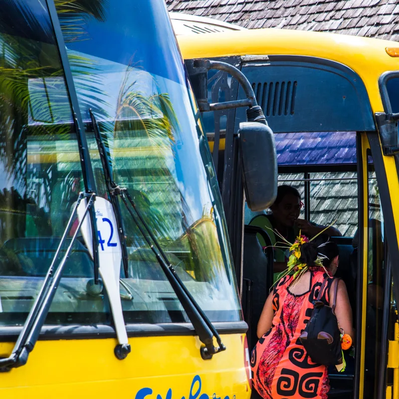 Large busses in Punta Cana airport