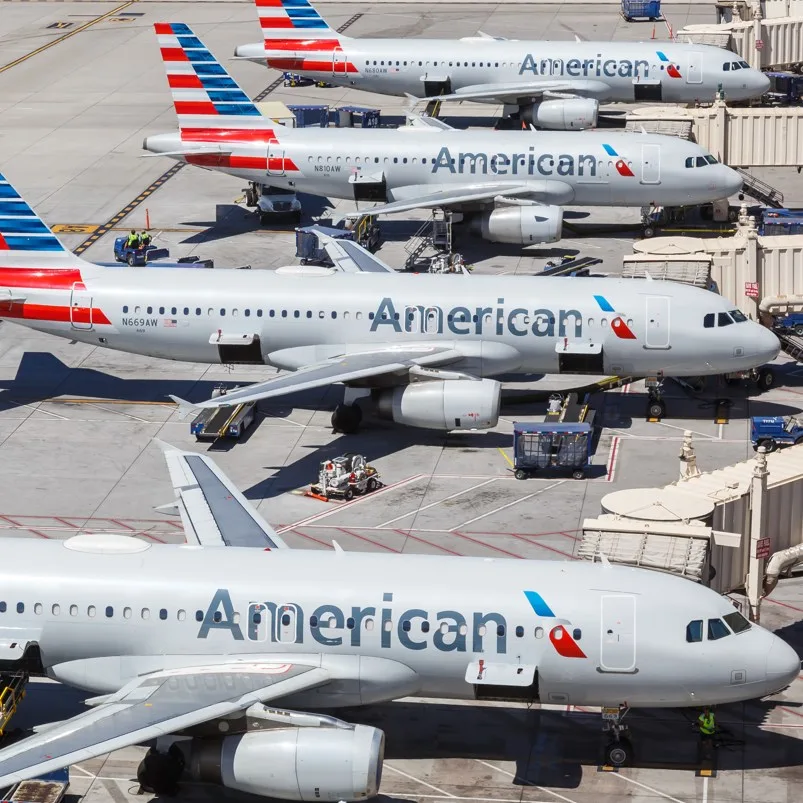 American airline planes parked
