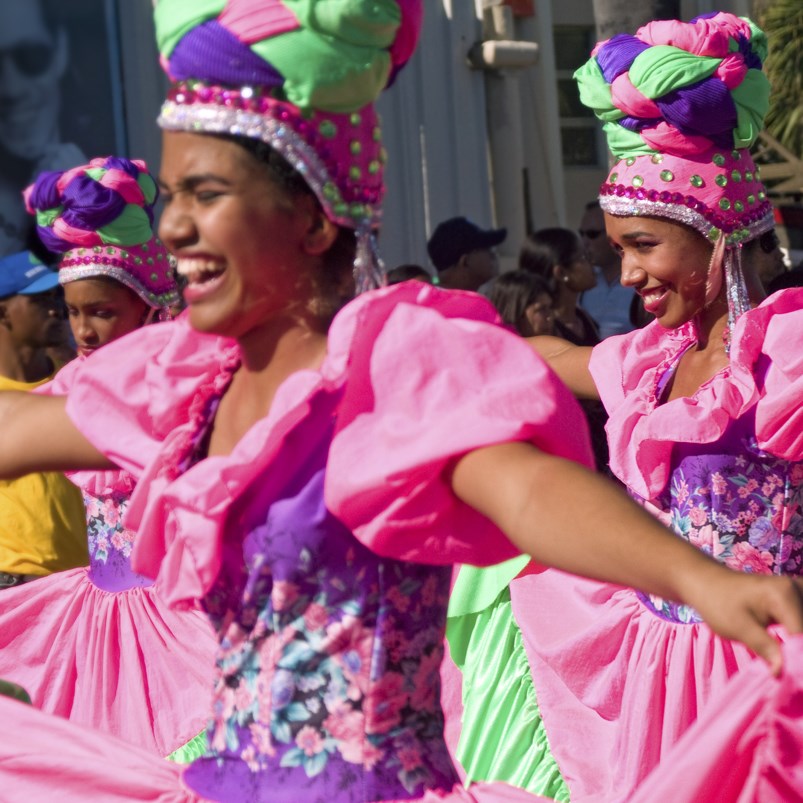 Carnival ladies dancing and smiling