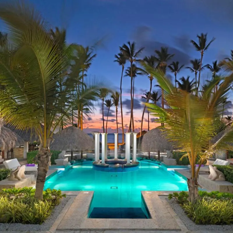 Luxurious pool area in Paradisus Palma Real in Punta Cana