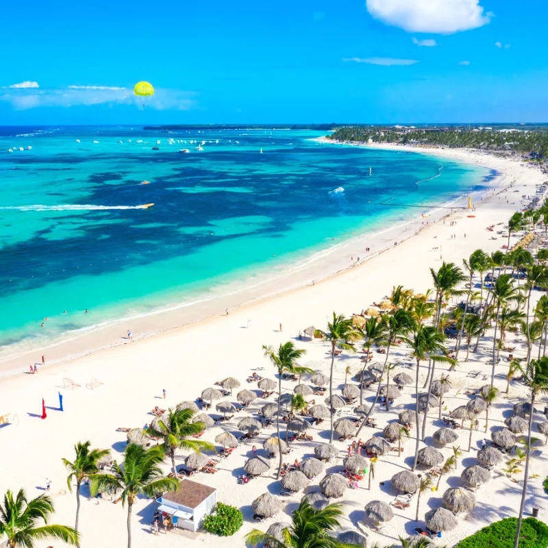 Tropical colors in Punta Cana with white-sand beach