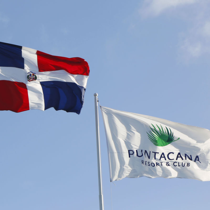 Two flags in the wind in the Dominican Republic