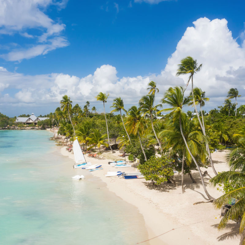 Aerial view of a Bayahibe beach with tropical ambience