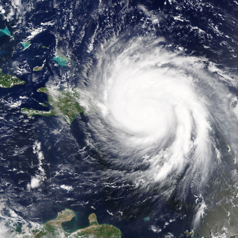 Satellite image of a hurricane over the Caribbean