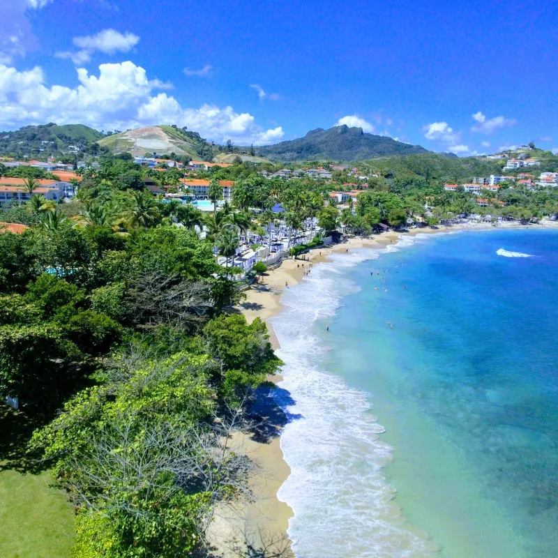 Overview of the coastline in Puerto Plata with resorts