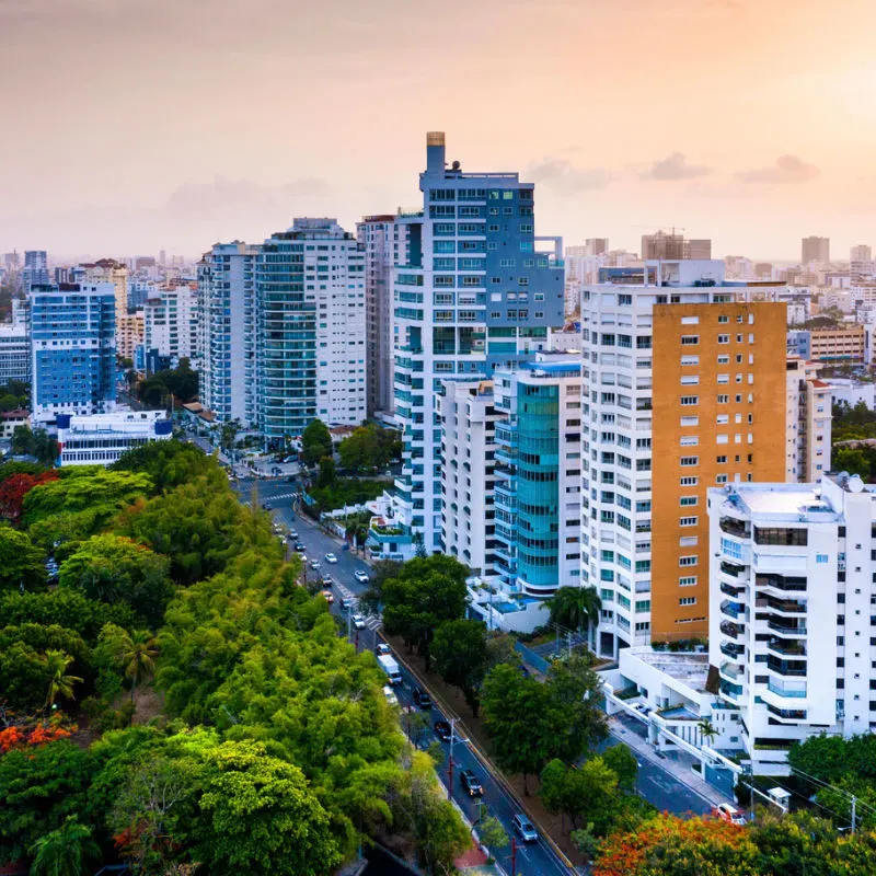 Santo Domingo view with plenty of greenery and high rises