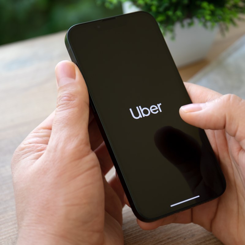 Uber logo on phone screen