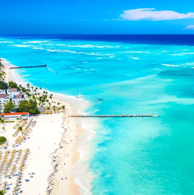 Aerial view of punta cana beach