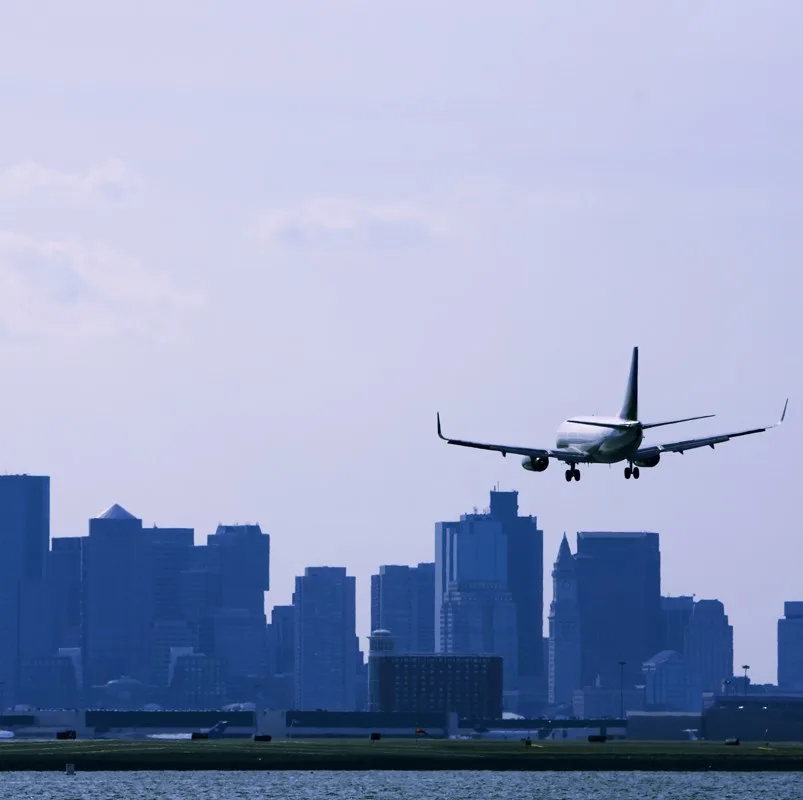 Boston airport plane landing