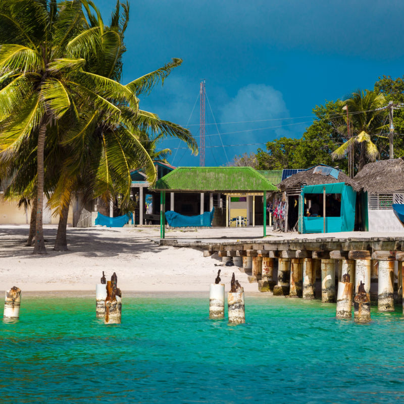Old wooden structures in Saona Island
