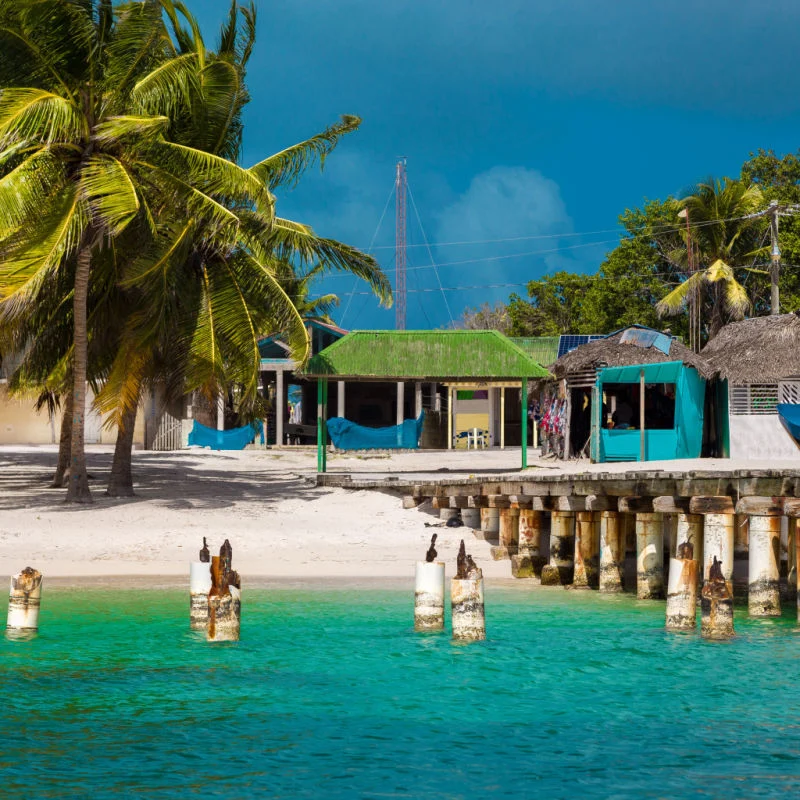 Old wooden structures in Saona Island
