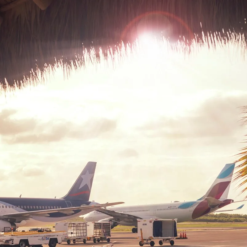 Punta Cana international airport with aircraft 