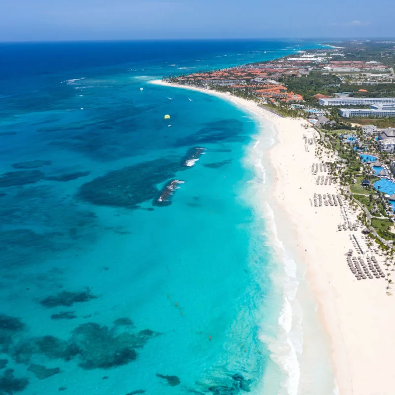 Aerial view of a Punta Cana resort and beach area