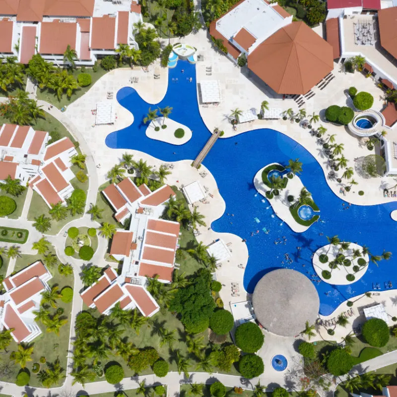 Bird's eye view of a resort with pools in Punta Cana
