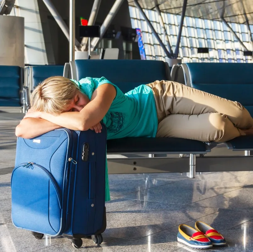 Woman sleeping in Airport