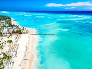 Aerial view of Punta Cana white-sand beach