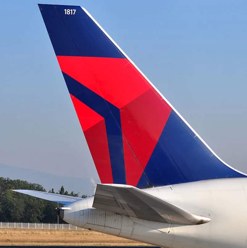 Delta logo on airplane tail fin