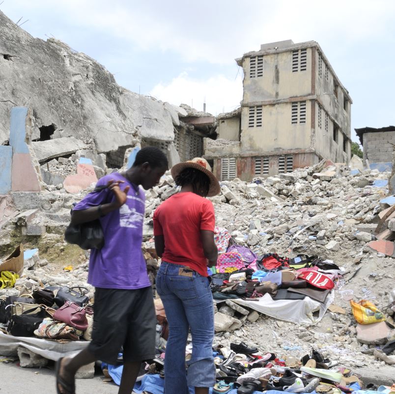 Destroyed building from Haiti earthquake in 2010