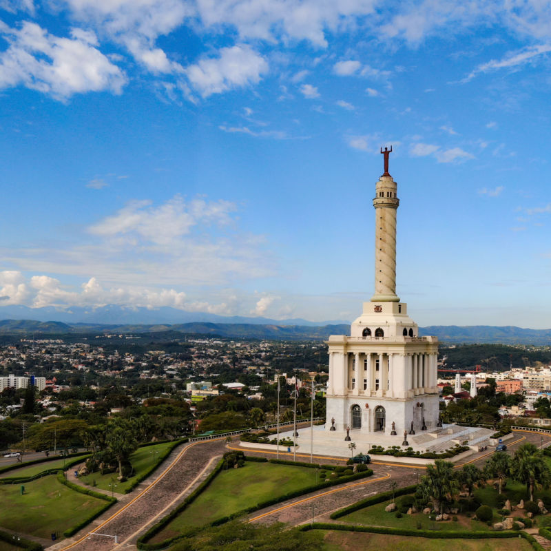 Santiago de los Caballeros in the Dominican Republic with huge landmark