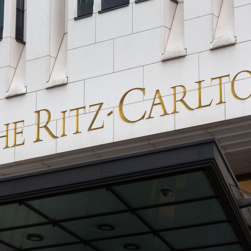 Ritz Carlton bundling with white marble and logo 