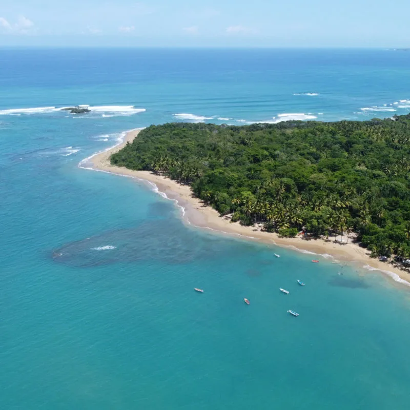 Aerial view of the beautiful beaches in Punta Bergantin