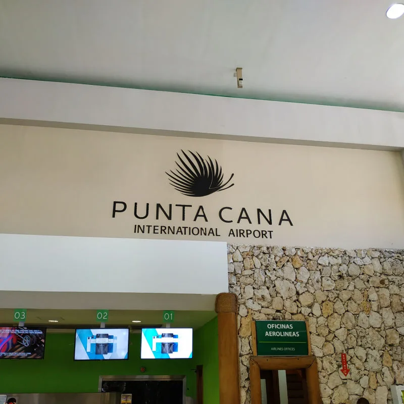 A Punta Cana international airport sign