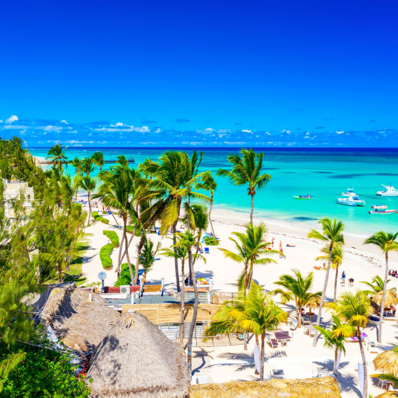 View of a stunning white sand beach in Punta Cana
