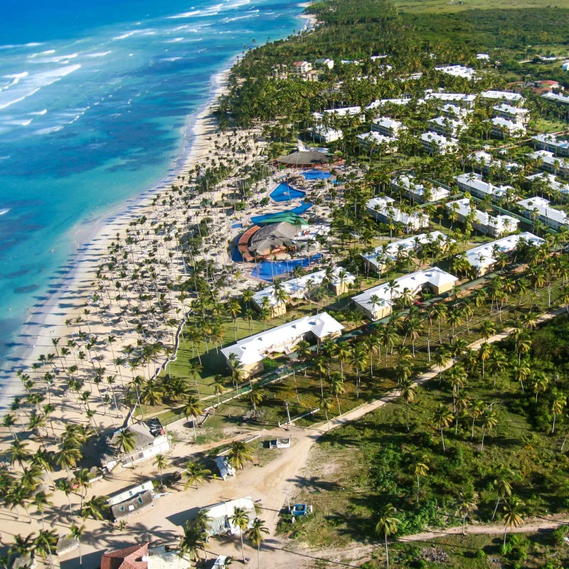 Top view of Bavaro beach and Punta Cana in Dominican Republic