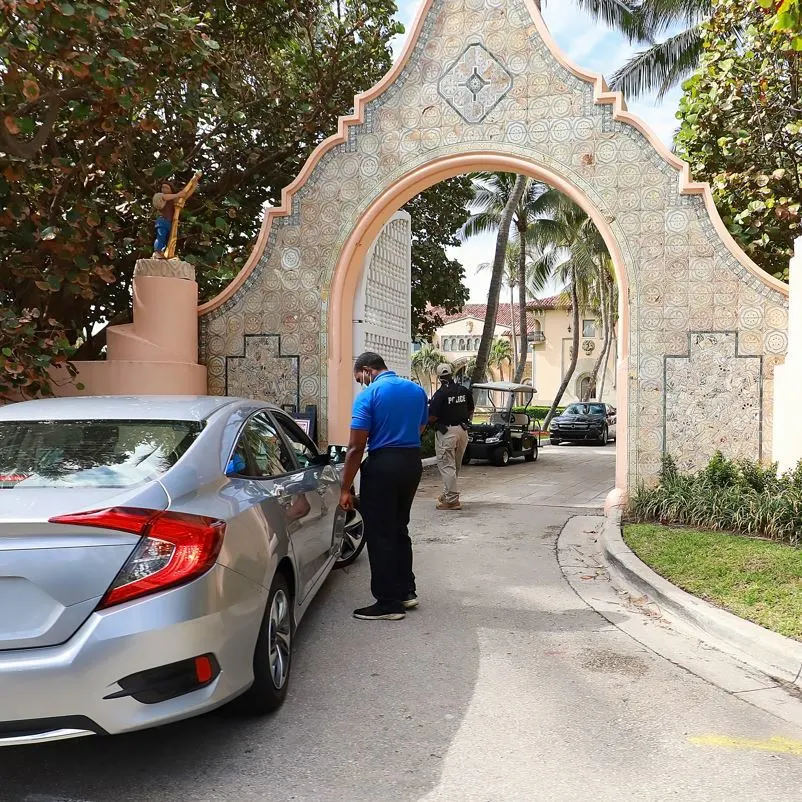 Resort security checking cars