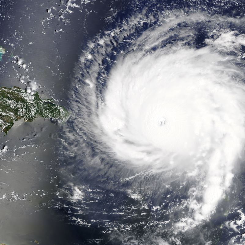 Hurricane irma approaching dominican republic photographed from space