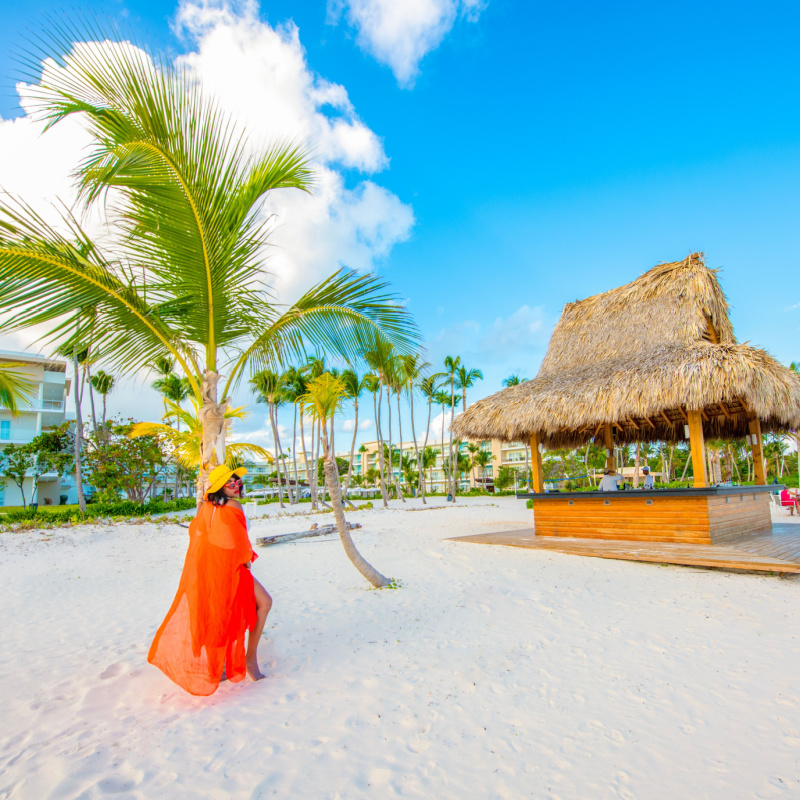 a traveler on the beach in punta cana 
