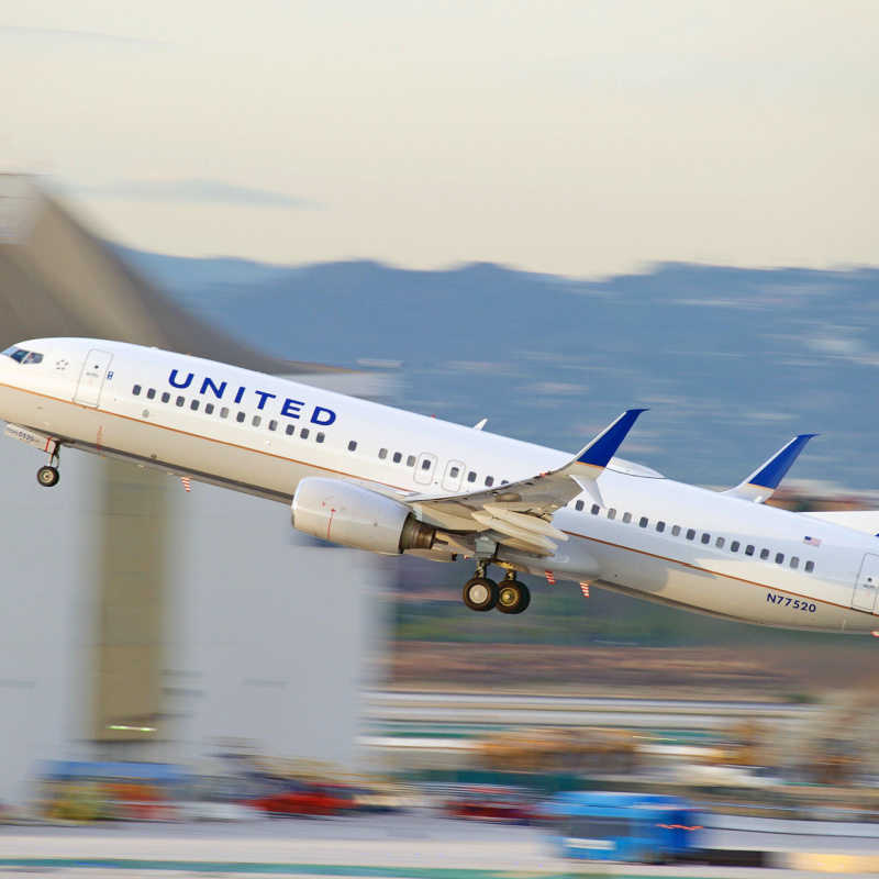United Airlines aircraft taking off in the United States 