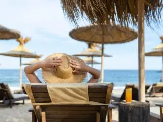 Woman enjoying beach