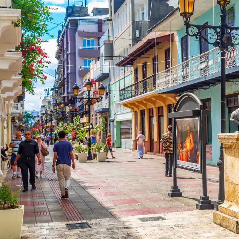 A colonial style pedestrian street dominican republic