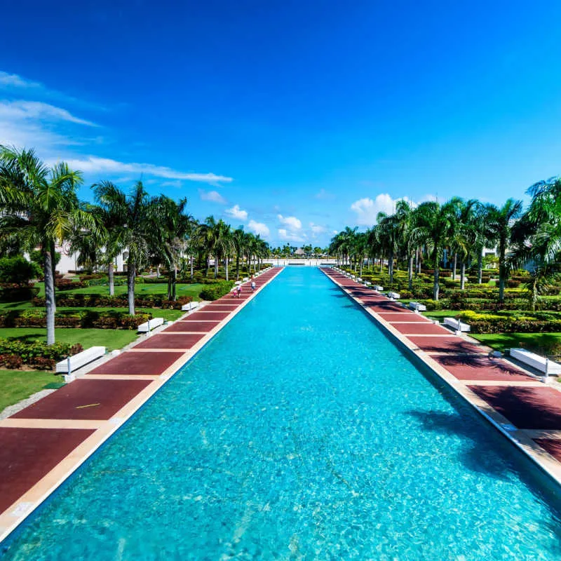 a long outdoor pool in punta cana
