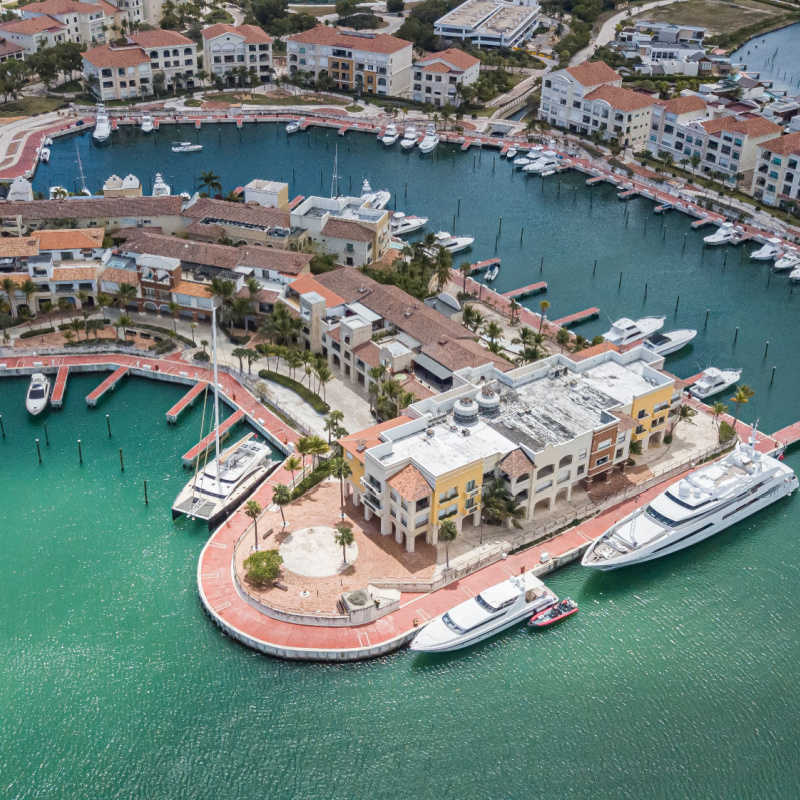 aerial image of the harbor in cap cana