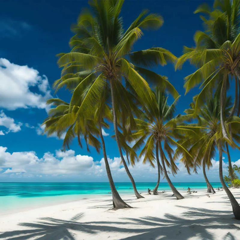 a view of beautiful palm trees in punta cana 