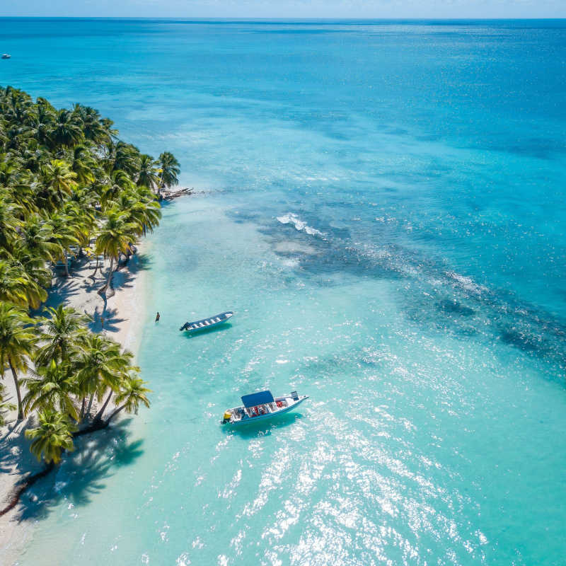 aerial view of a beautiful beach in punta cana with water